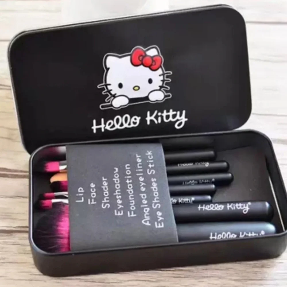 7 Pc Black Hello Kitty Makeup Brush Kit, Hello Kitty Makeup Brushes